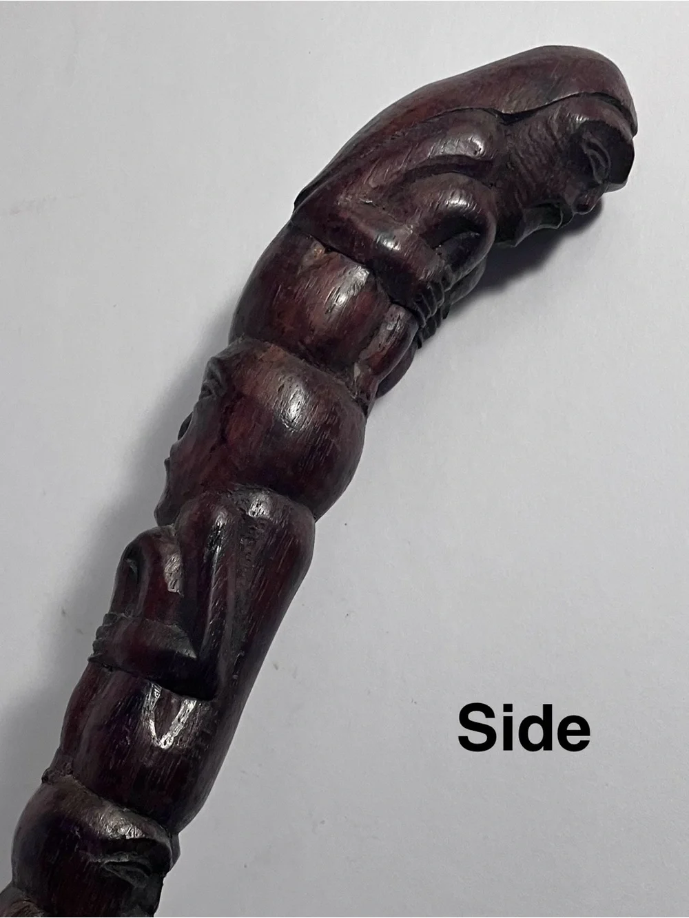 Vintage INDONESIAN RICE PADDLE / Hand Carved HARDWOOD / Lombok / 3 FIGURE HANDLE